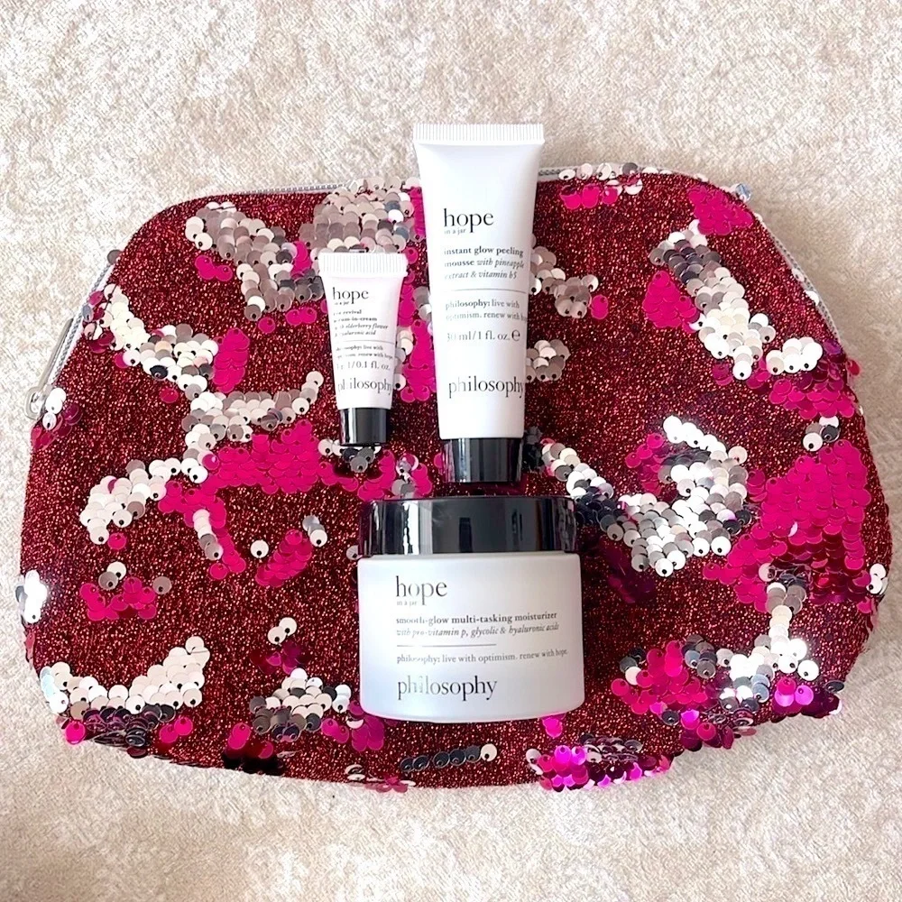 Brand New Philosophy Hope in a Jar Multi-Tasking Moisturizer, Peel, Eye Zip Bag
